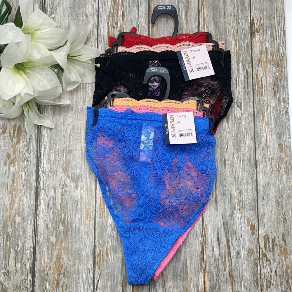 Women's Lace Thong Panties Underwear 2, 3-Packs Size XXXL